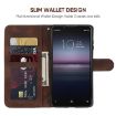 Sony Xperia 1 II Brown Leather Phone Case - Geometric Lines - 3