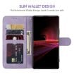 Sony Xperia 1 III Purple Leather Phone Case - Geometric Lines - 3