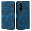 Sony Xperia 1 III Blue Leather Phone Case - Geometric Lines - 2