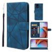 Motorola Edge+ 2023 Blue Leather Phone Case - Geometric Lines - 1