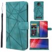 Motorola Moto Z4 Green Leather Phone Case - Geometric Lines - 1