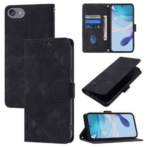 Black Leather Phone Case for iPod Touch 7/6/5 - Skin-feel Embossed - 1
