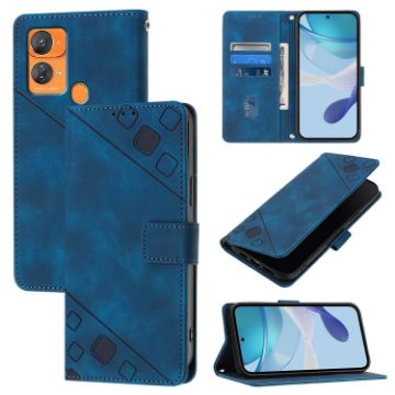 Oukitel C33 Blue Leather Phone Case - Skin Feel Embossed - 1