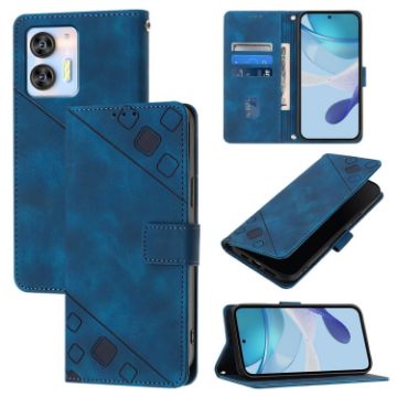 Blue Embossed Leather Phone Case for Oukitel C36/C35 - Skin Feel - 1