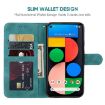 Green Leather Phone Case for Google Pixel 5 - Geometric Lines Skin Feel - 3