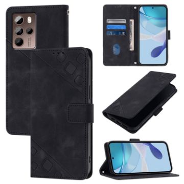 HTC U24 Pro Embossed Leather Phone Case - Black - 1