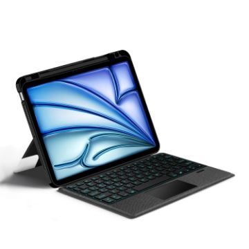 iPad Air 13 2024 Bluetooth Keyboard Leather Case - Black - 1