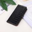 iPhone 16 Crocodile Top Layer Cowhide Leather Phone Case - Black - 2