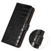iPhone 16 Plus Crocodile Top Layer Cowhide Leather Phone Case - Black - 6