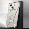 iPhone 15 Hercules Zinc Alloy Metal Phone Case - Matt Silver - 1