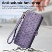 OPPO A57 4G Purple Leather Phone Case - Geometric Zipper Wallet - 5