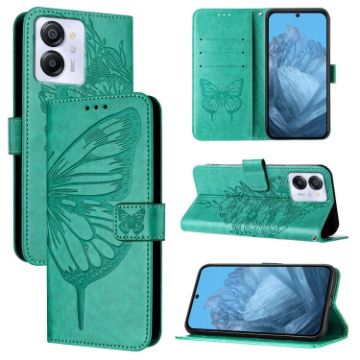 Blackview Color 8 Embossed Butterfly Leather Phone Case - Green - 1