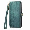 OPPO A57 5G Green Leather Phone Case - Geometric Zipper Wallet - 2