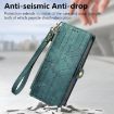 OPPO A57 5G Green Leather Phone Case - Geometric Zipper Wallet - 5