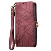 OPPO Reno8 Pro 5G Red Leather Phone Case - Geometric Zipper Wallet - 2