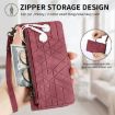 OPPO Reno8 Pro 5G Red Leather Phone Case - Geometric Zipper Wallet - 6