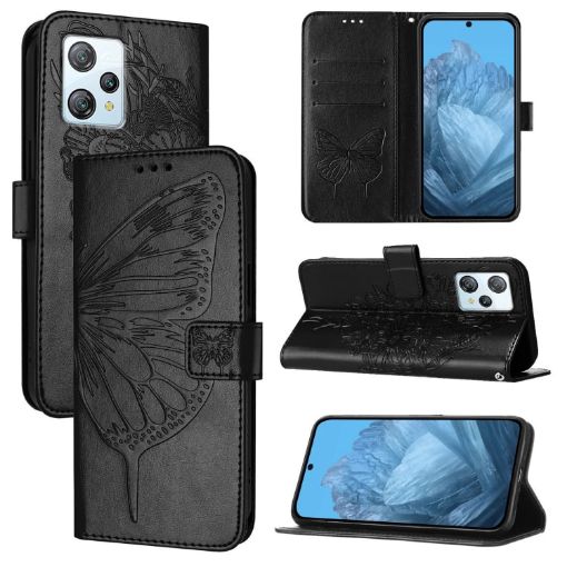 Blackview A53 Embossed Butterfly Leather Phone Case - Black - 1