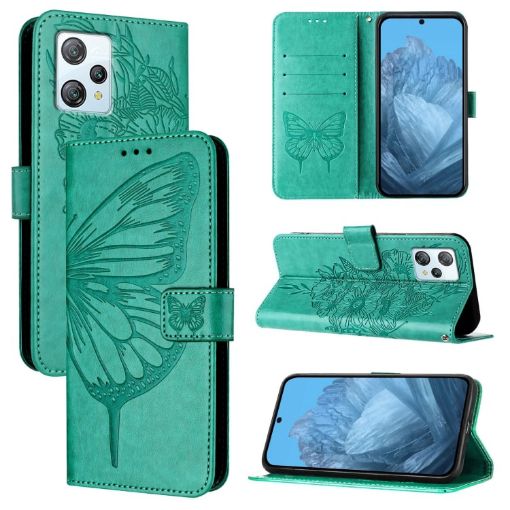 Blackview A53 Green Embossed Butterfly Leather Phone Case - 1