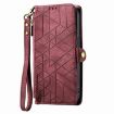 OPPO A72 5G Red Leather Phone Case - Geometric Zipper Wallet - 2