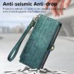 OPPO A15 Green Geometric Zipper Wallet Leather Phone Case - 5