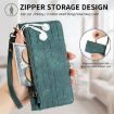 OPPO A15 Green Geometric Zipper Wallet Leather Phone Case - 6