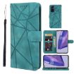 OnePlus 9 Green Leather Phone Case - Geometric Lines Skin Feel - 1