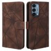OnePlus Nord N200 5G Brown Leather Phone Case - Geometric Lines - 2