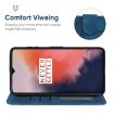 OnePlus 7T Blue Leather Phone Case - Geometric Lines Skin Feel - 4