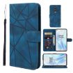OnePlus 8 Blue Leather Phone Case - Geometric Lines Skin Feel - 1