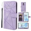 OnePlus 8 Geometric Lines Leather Phone Case (Purple) - 1