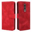 OnePlus 8 Red Leather Phone Case - Geometric Lines Skin Feel - 2