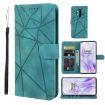 OnePlus 8 Pro Green Leather Phone Case - Geometric Lines - 1