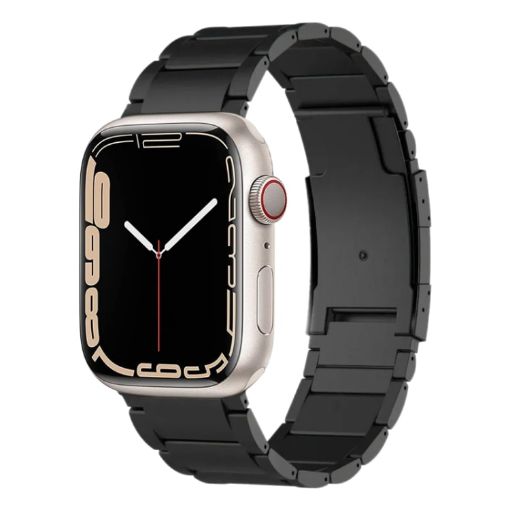 Apple Watch Series 7 45mm Titanium Metal Watch Band - Black - 1