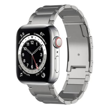 Apple Watch Series 6 44mm Titanium Metal Watch Band - Silver - 1