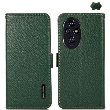 For Honor 200 KHAZNEH Genuine Leather RFID Phone Case (Green) - 1