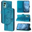 Ulefone Note 14 Blue Leather Phone Case - Embossed Butterfly - 1