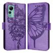 Ulefone Note 14 Purple Leather Phone Case - Embossed Butterfly - 2