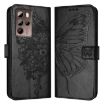 HTC U24 Pro Embossed Butterfly Leather Phone Case - Black - 2