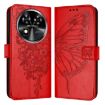 Oukitel C37 Red Leather Phone Case - Embossed Butterfly Design - 2