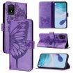 TCL 502 Embossed Butterfly Leather Phone Case - Light Purple - 1