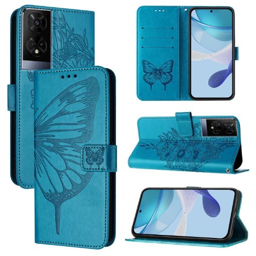 TCL 50XE 5G Blue Embossed Butterfly Leather Phone Case - 1