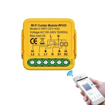 WiFi+RF Curtain Switch Module - On/Off Control - 1