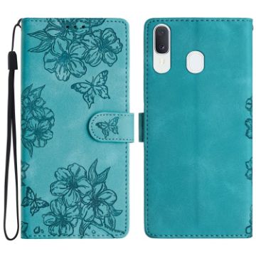 Samsung Galaxy A20/A30 Cherry Blossom Butterfly PU Phone Case (Green) - 1