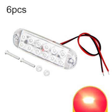 6pcs LED Flashing Warning Lights Motorcycle RV Signal Lights (Red) - 1