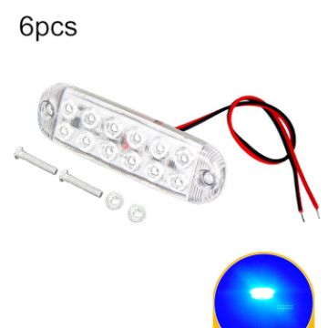 6pcs LED Flashing Warning Lights Motorcycle RV Signal Lights (Blue) - 1