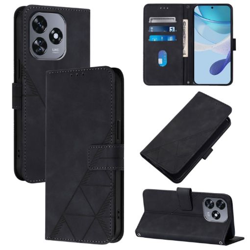 Oukitel C51 Crossbody 3D Embossed Flip Leather Phone Case - Black - 1