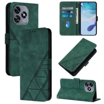 Oukitel C51 Crossbody 3D Embossed Flip Leather Phone Case - Green - 1