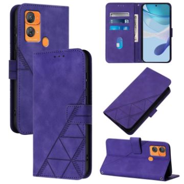Oukitel C33 Crossbody 3D Embossed Flip Leather Phone Case - Purple - 1