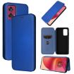 Motorola Edge 50 Fusion Carbon Fiber Texture Flip Leather Phone Case Blue - 1
