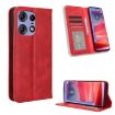 Motorola Edge 50 Pro 5G Red Leather Phone Case - Magnetic Buckle & Retro Texture - 1